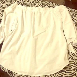 Off the shoulder white top.